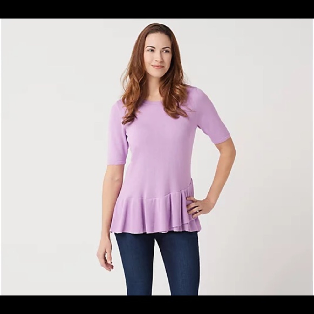 Isaac Mizrahi short sleeve peplum sweater